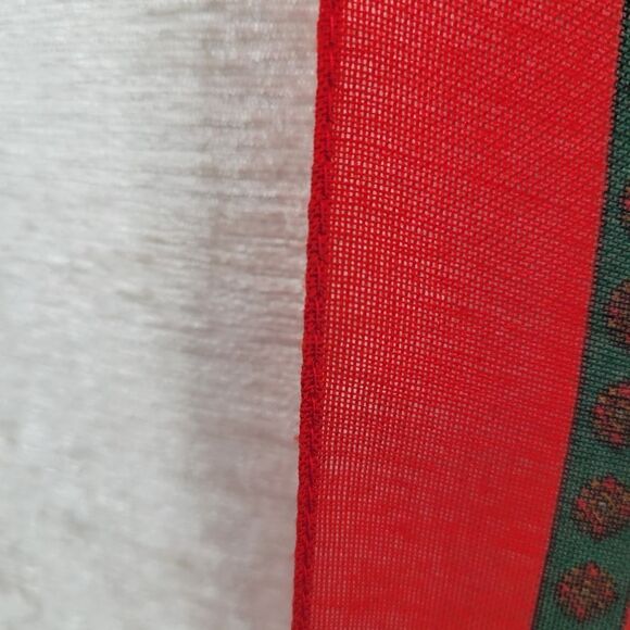 Floral Red and Green Scarf Woven Wild Rag - Picture 3 of 5